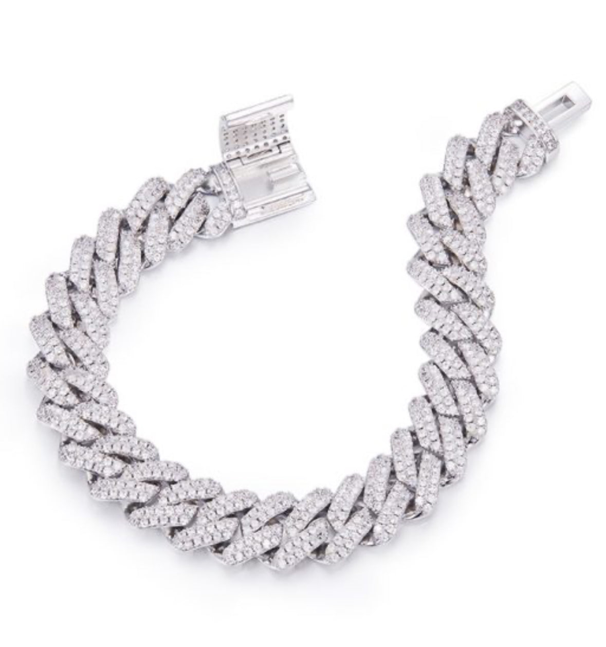 European And American 8Mm Full-Inlaid D Color Mosan Cuban Chain Necklace Diamond Necklace S925 Silver Plated 18K White Trend