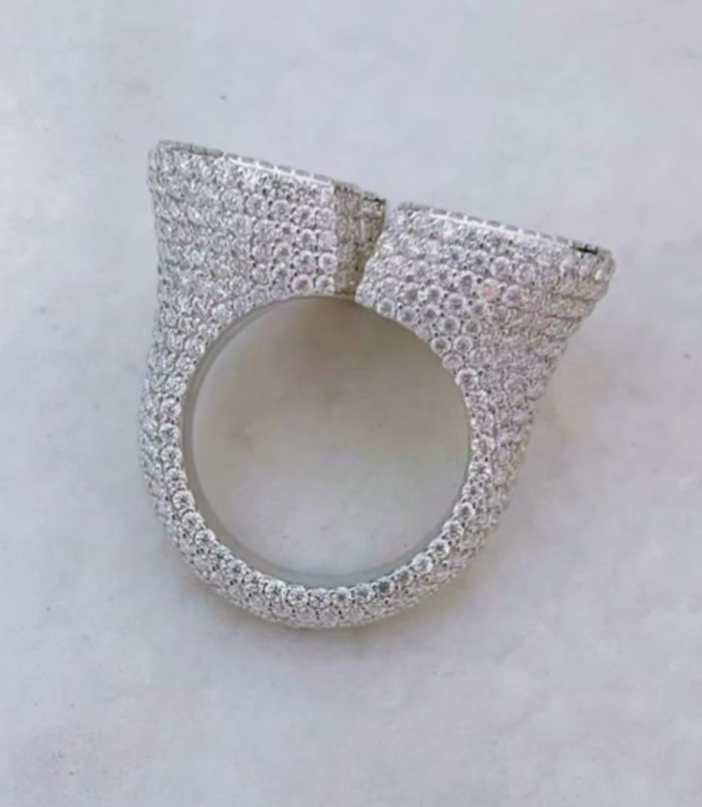 European And American Personality Ins Style S925 Mosan Diamond Full Of Heartbreak Heartbreaking Men And Women Fashion Hip-Hop Ring Designated System