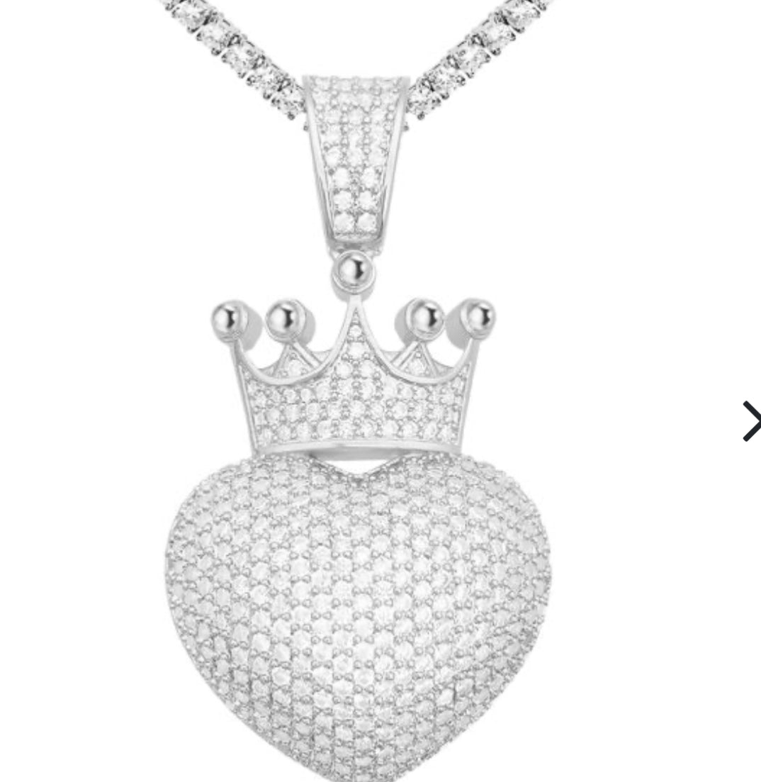 European And American Diamond Hip-Hop Copper Inlaid 5A Zircon Heart-Shaped Pendant Necklace Jewelry Can Be Worn Through A Single Stone Chain