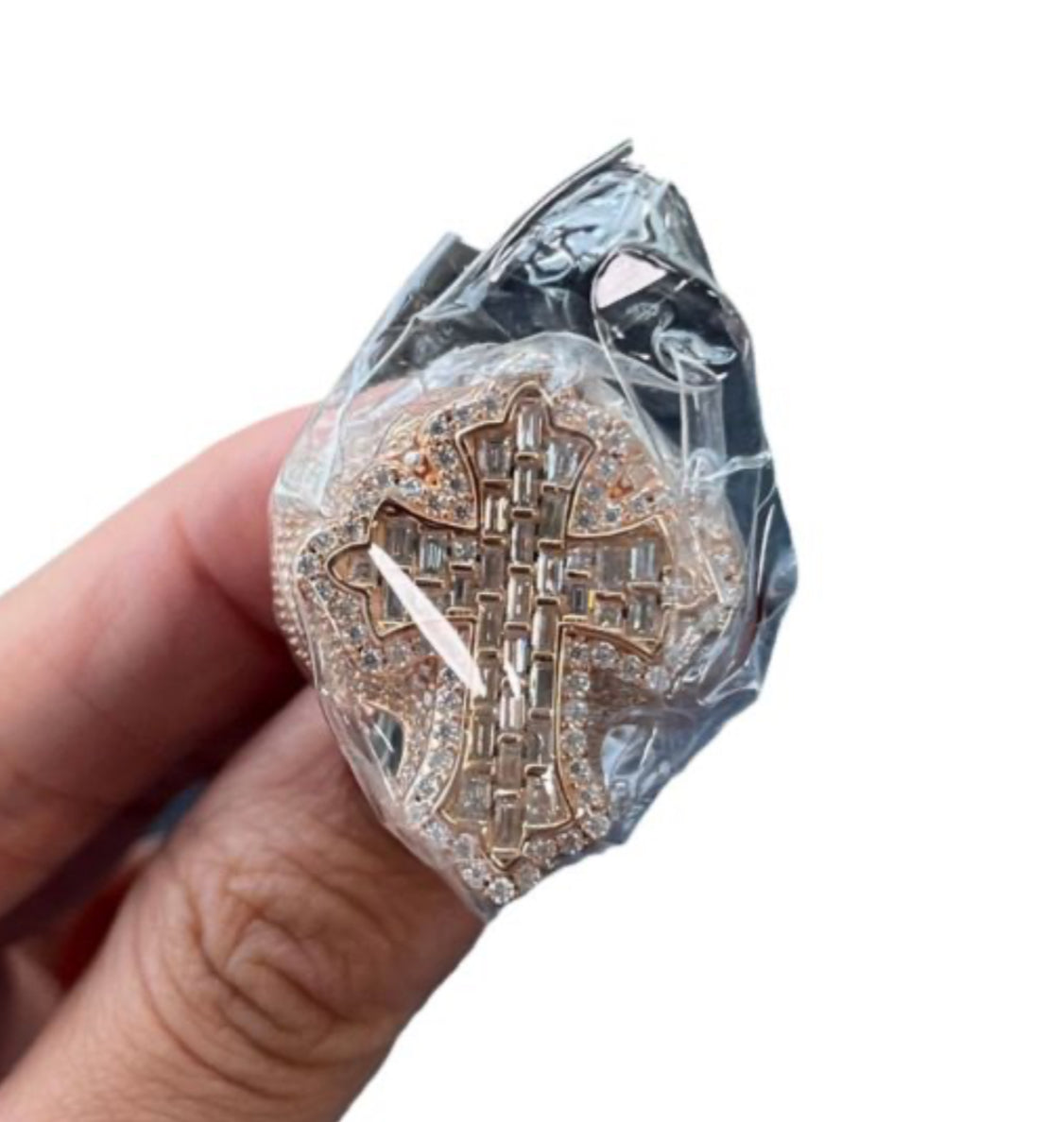 European And American Hip-Hop 925 Sterling Silver T-Square Mossan Diamond Cross Ring Trendy Brand Personalized Men’S Ring Accessories