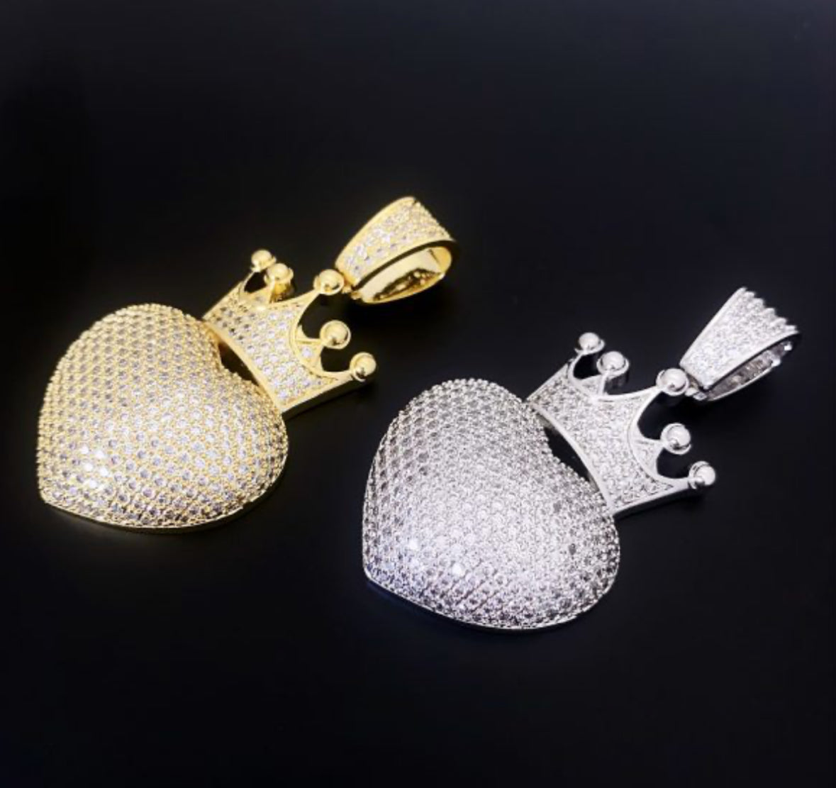 European And American Diamond Hip-Hop Copper Inlaid 5A Zircon Heart-Shaped Pendant Necklace Jewelry Can Be Worn Through A Single Stone Chain