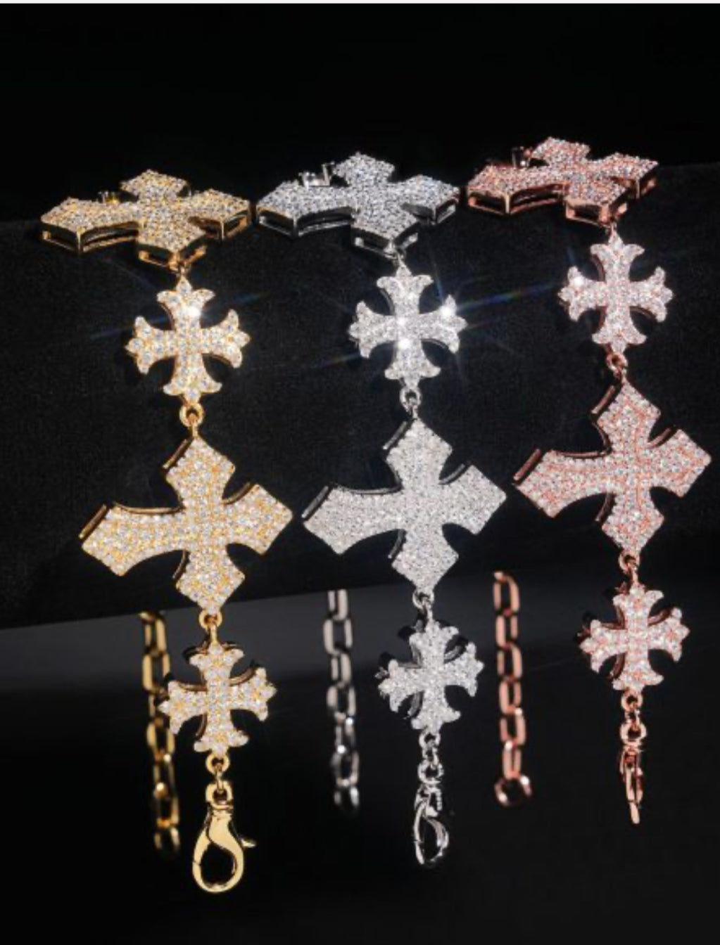 Diamond Hair, New European And American Moissanite Cross Bracelet, 925 Silver Trend Versatile Hip-Hop Boys’ Handwear