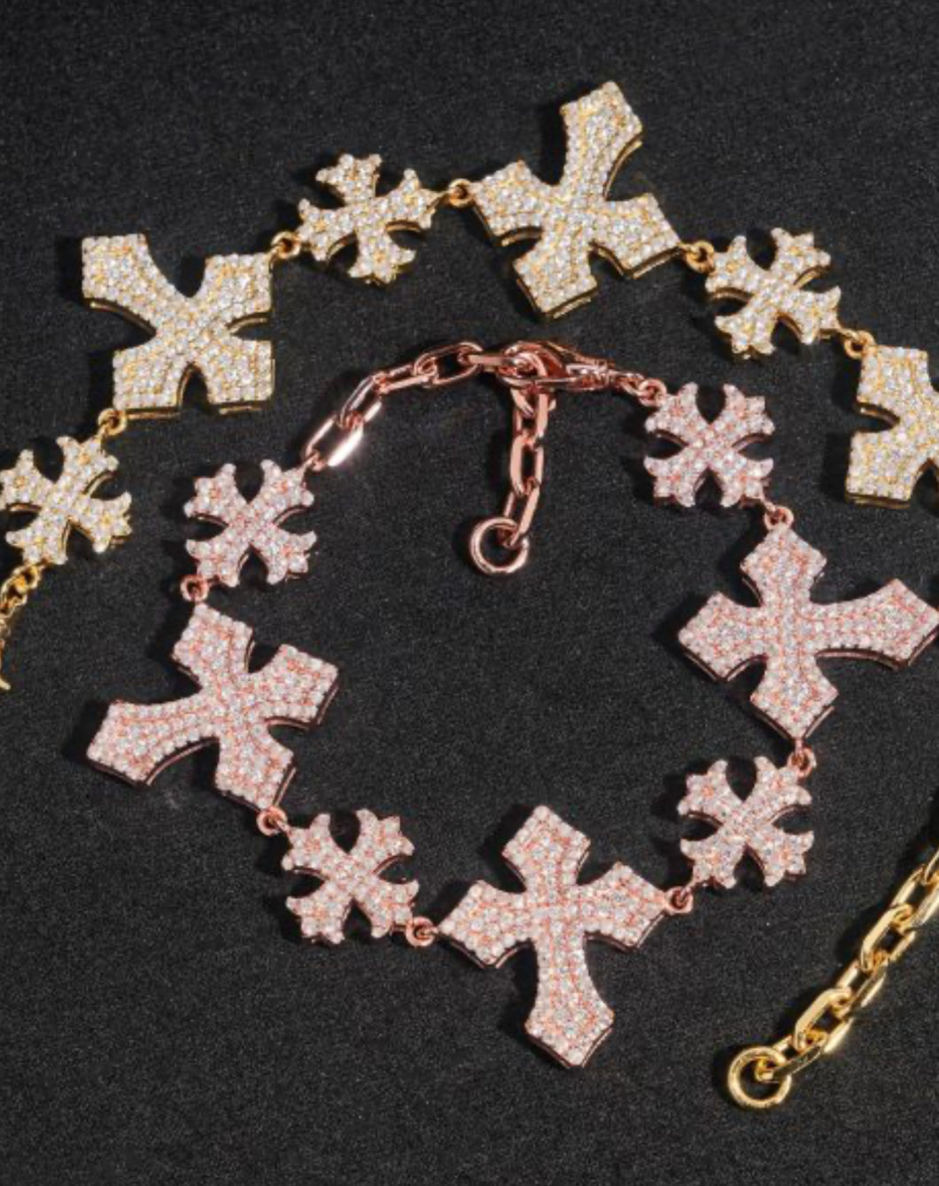 Diamond Hair, New European And American Moissanite Cross Bracelet, 925 Silver Trend Versatile Hip-Hop Boys’ Handwear