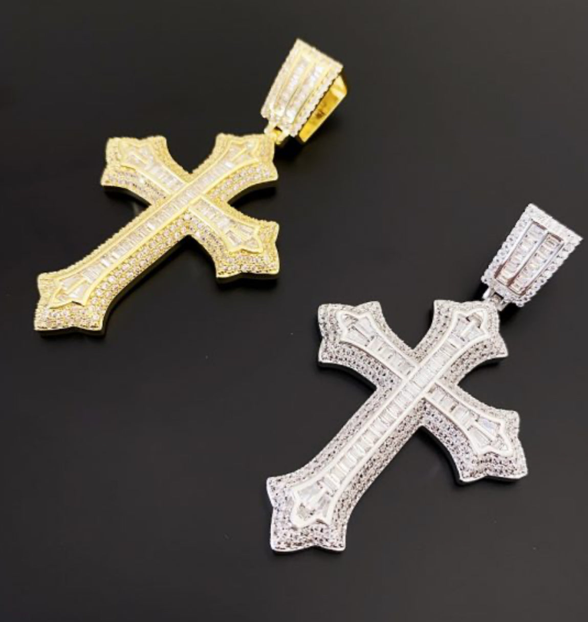 Hot Selling Hip-Hop Real Gold Electroplated Cross Pendant In Europe And The United States, Copper-Intact Diamond-Filled Zircon Popular Accessories Hiphop