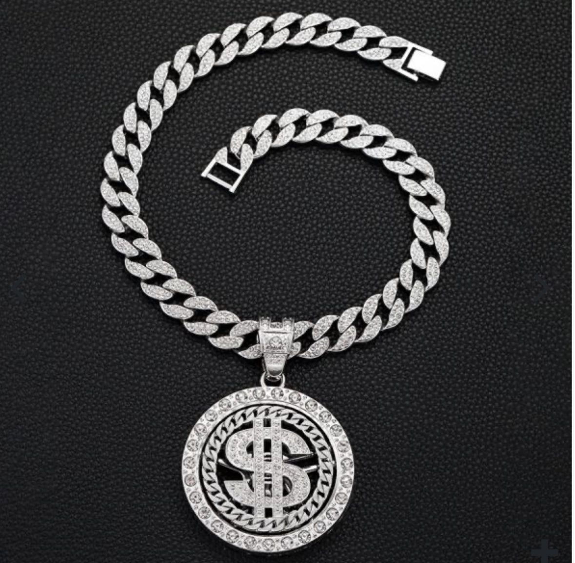 Money Disc Hip-Hop Style European And American S925 Sterling Silver Mossanzircon Pendant Men’S Necklace Foreign Trade Fashion Trend