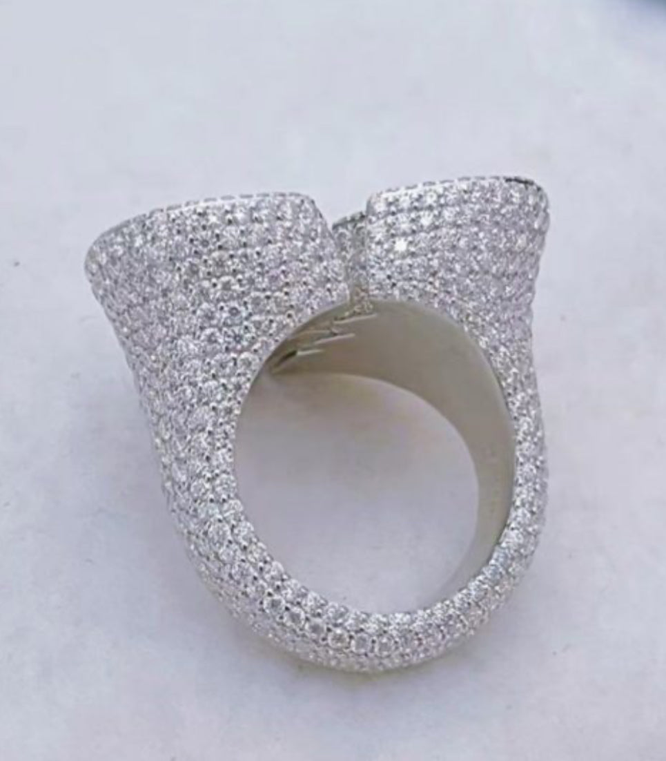 European And American Personality Ins Style S925 Mosan Diamond Full Of Heartbreak Heartbreaking Men And Women Fashion Hip-Hop Ring Designated System