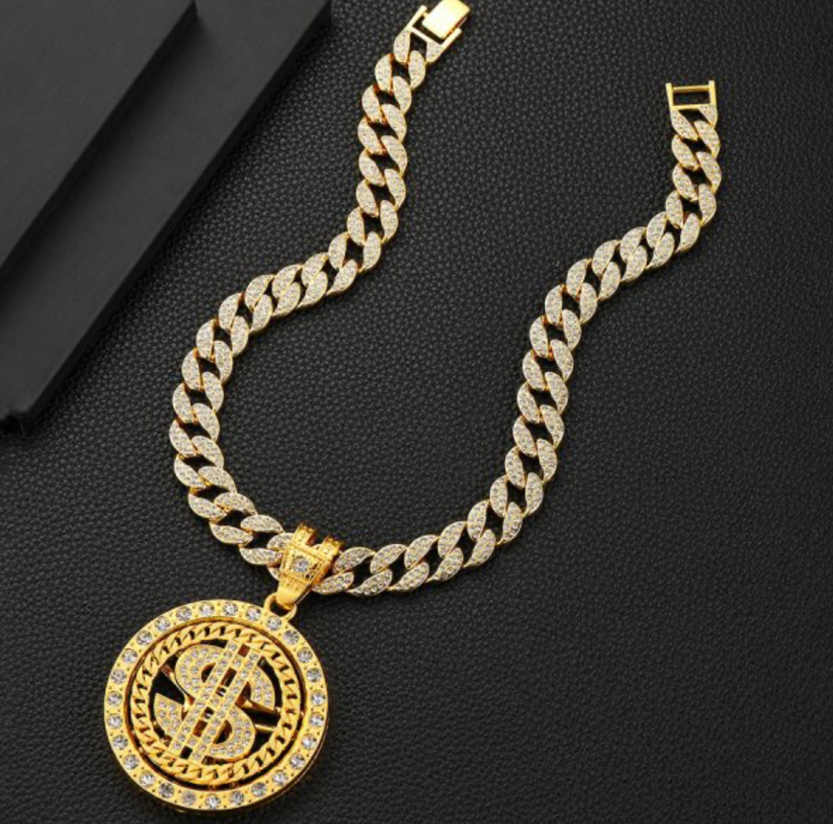 Money Disc Hip-Hop Style European And American S925 Sterling Silver Mossanzircon Pendant Men’S Necklace Foreign Trade Fashion Trend