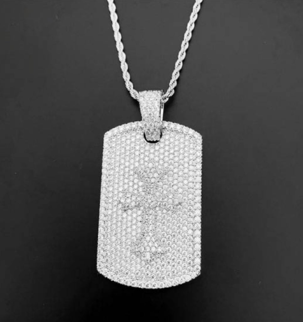 Hot Selling Hip-Hop Real Gold Electroplated Rectangular Tag Pendant Copper Inlaid With Diamonds And Popular Accessories Hiphop