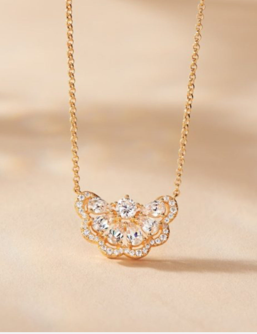 925 Silver Lace Edge Mossanthemum Necklace European And American Butterfly Phantom Fashion Necklace Manufacturer Direct Sales Wholesale Trend Internet Celebrity