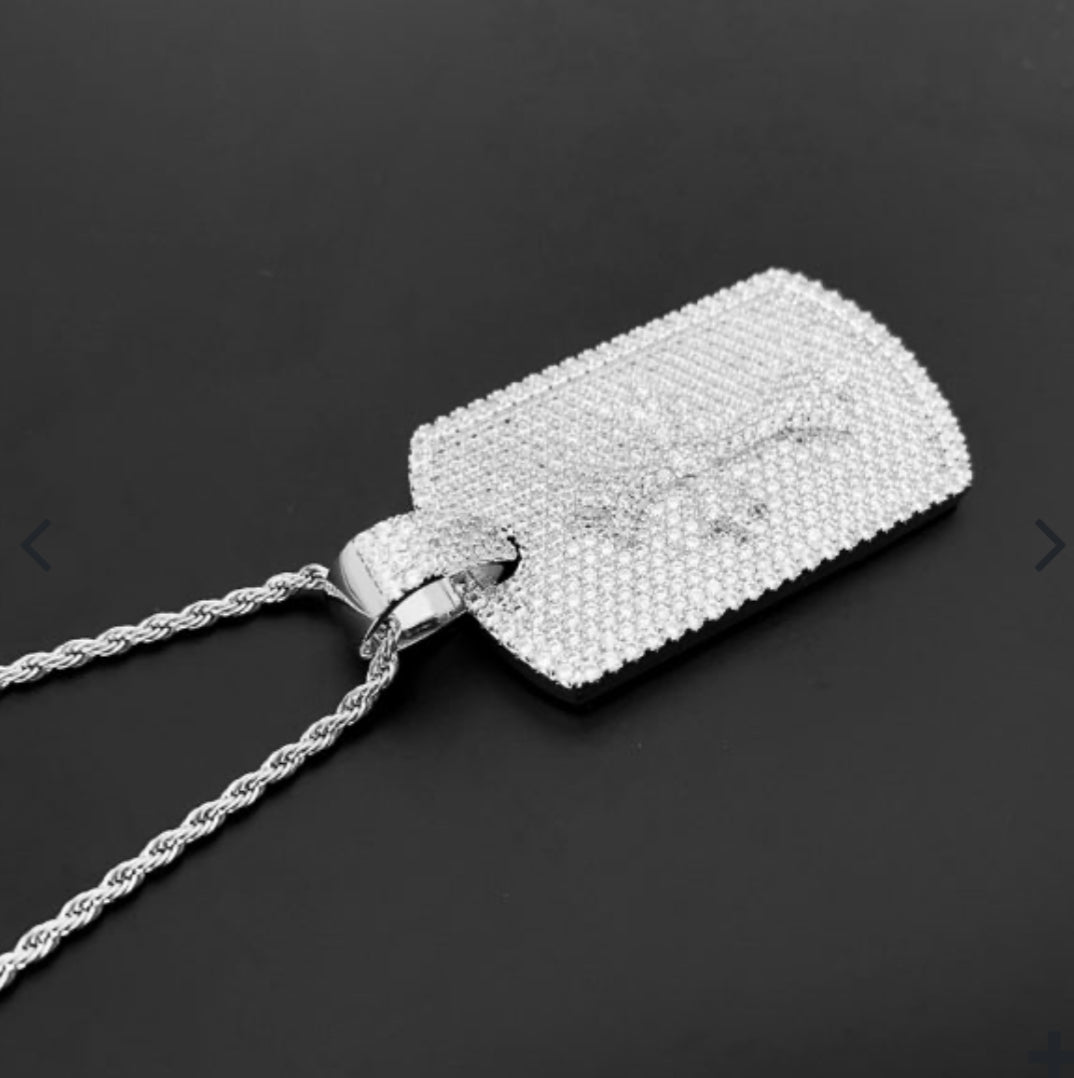Hot Selling Hip-Hop Real Gold Electroplated Rectangular Tag Pendant Copper Inlaid With Diamonds And Popular Accessories Hiphop
