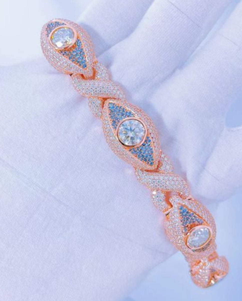 European And American 15Mm Moissan Diamond Unlimited Eyes 8-Word Cuban Bracelet Hot Sale Accessories Hip Hop Men’S Bracelet