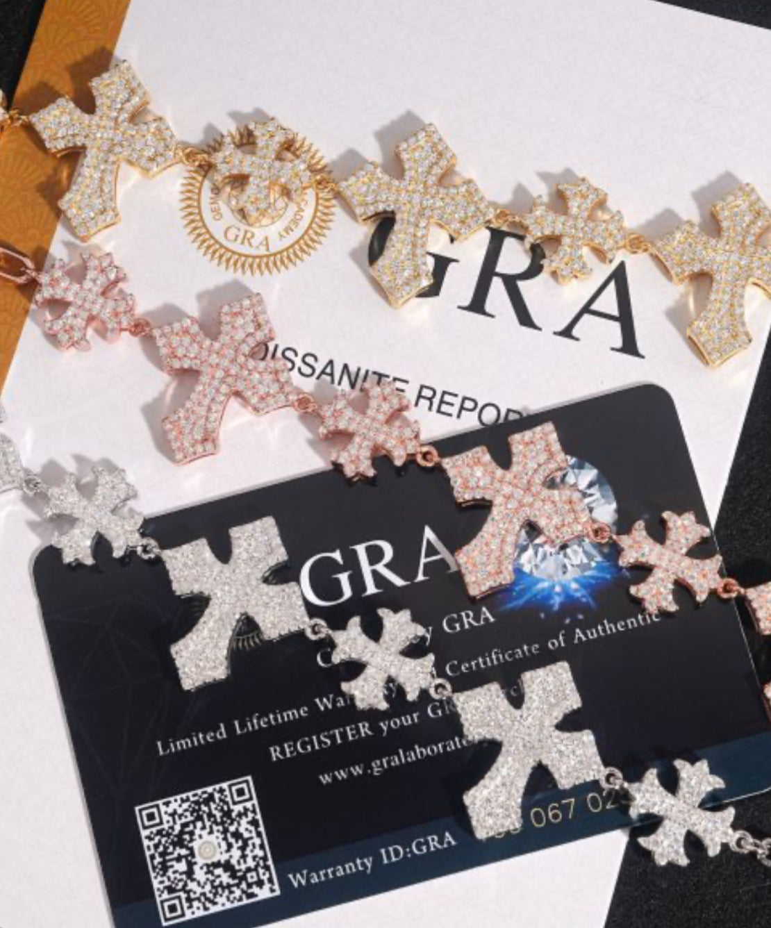 Diamond Hair, New European And American Moissanite Cross Bracelet, 925 Silver Trend Versatile Hip-Hop Boys’ Handwear