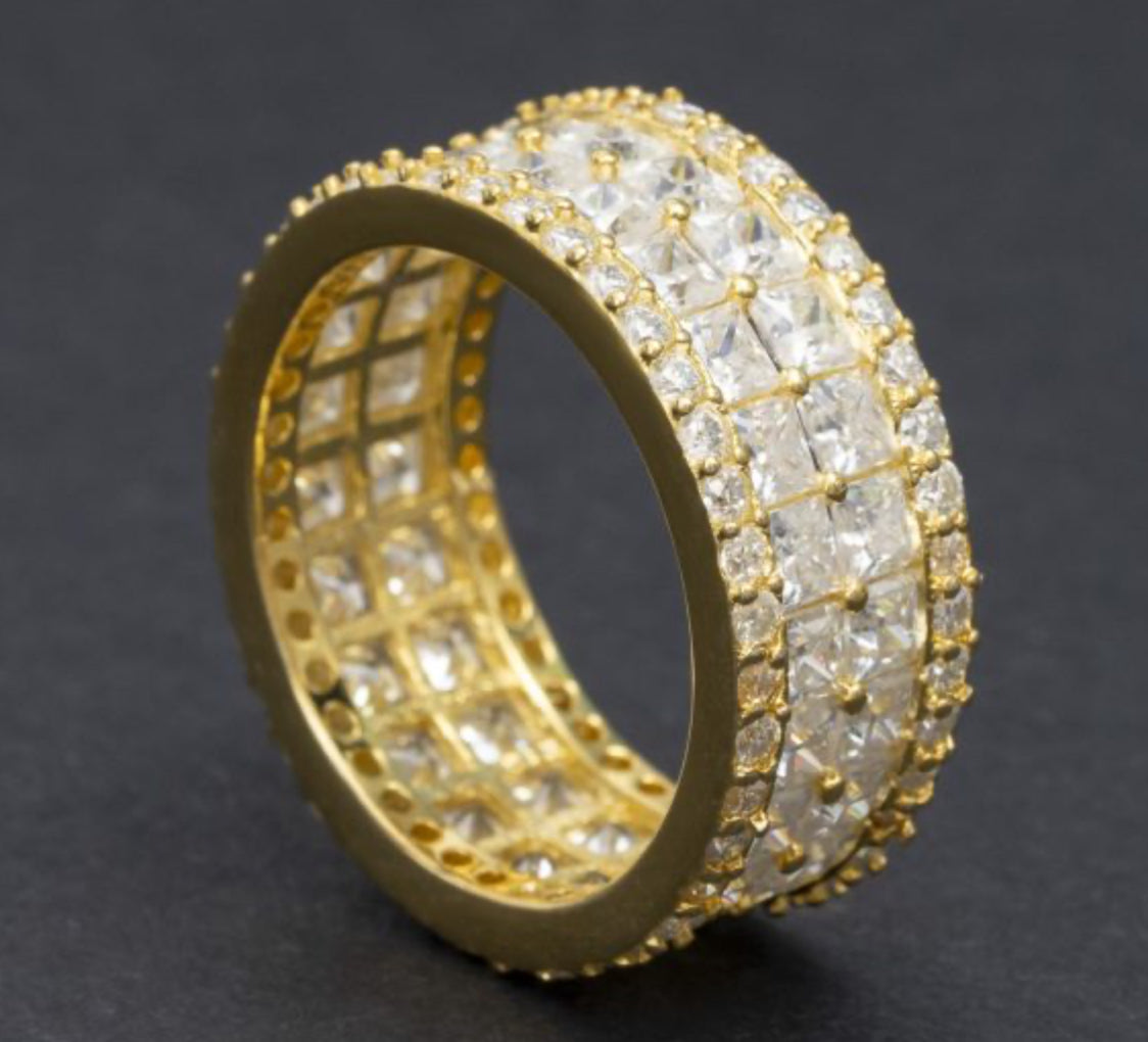 European And American New Hip-Hop 925 Silver Inlaid D Color Princess Square Mossan Ring Men And Women Rings Ins Fashion Trend Full Diamond