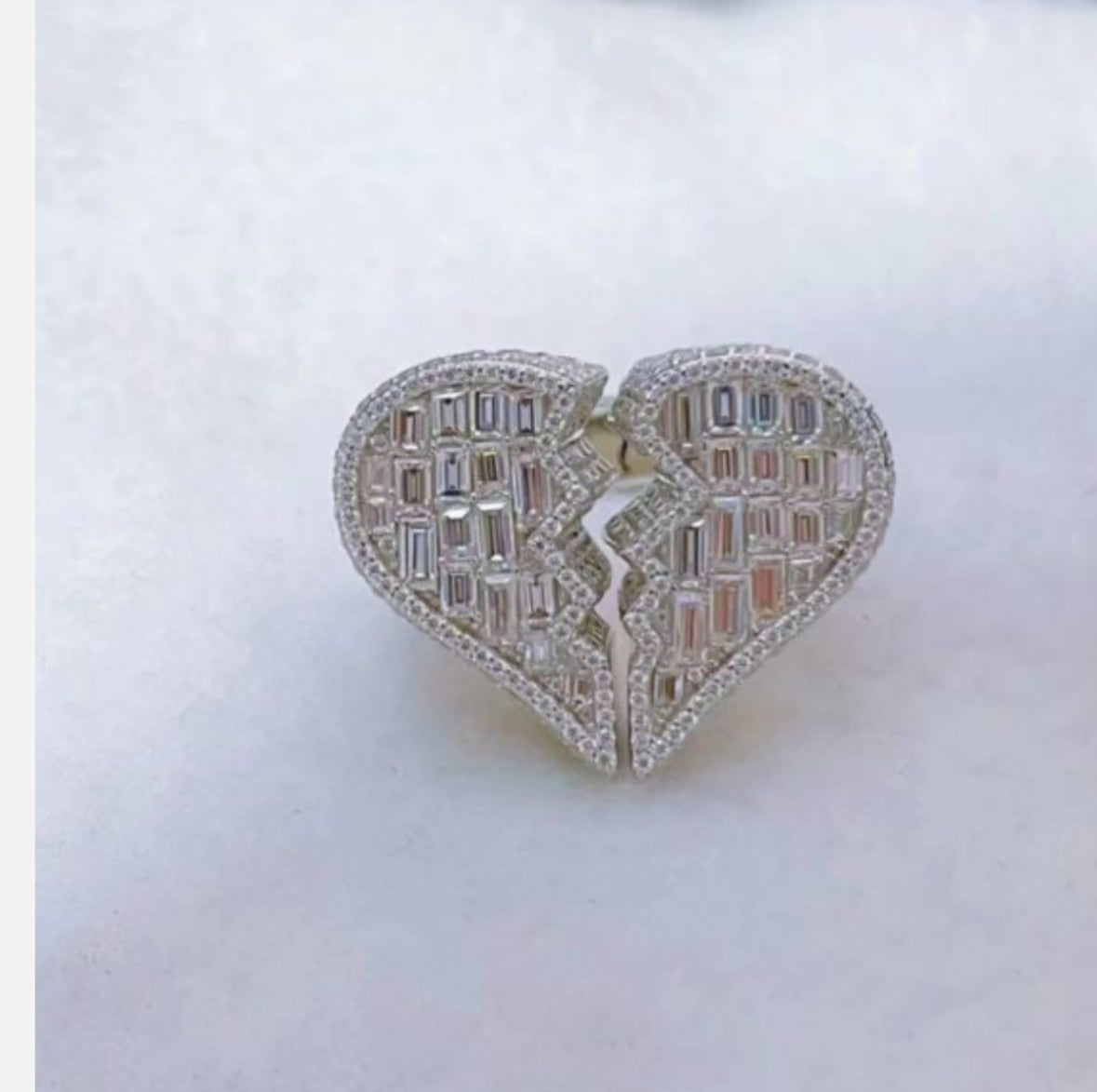 European And American Personality Ins Style S925 Mosan Diamond Full Of Heartbreak Heartbreaking Men And Women Fashion Hip-Hop Ring Designated System