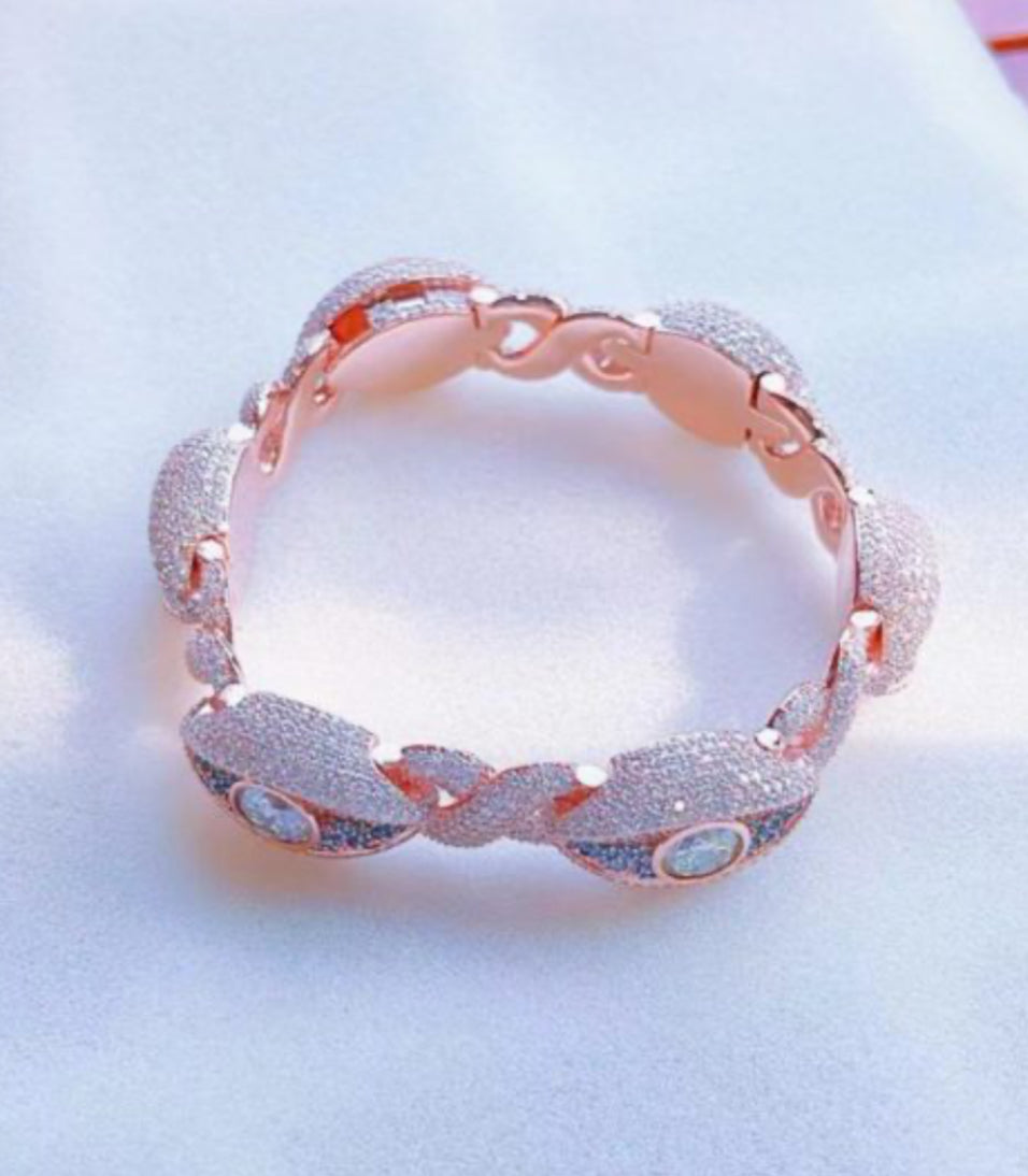 European And American 15Mm Moissan Diamond Unlimited Eyes 8-Word Cuban Bracelet Hot Sale Accessories Hip Hop Men’S Bracelet