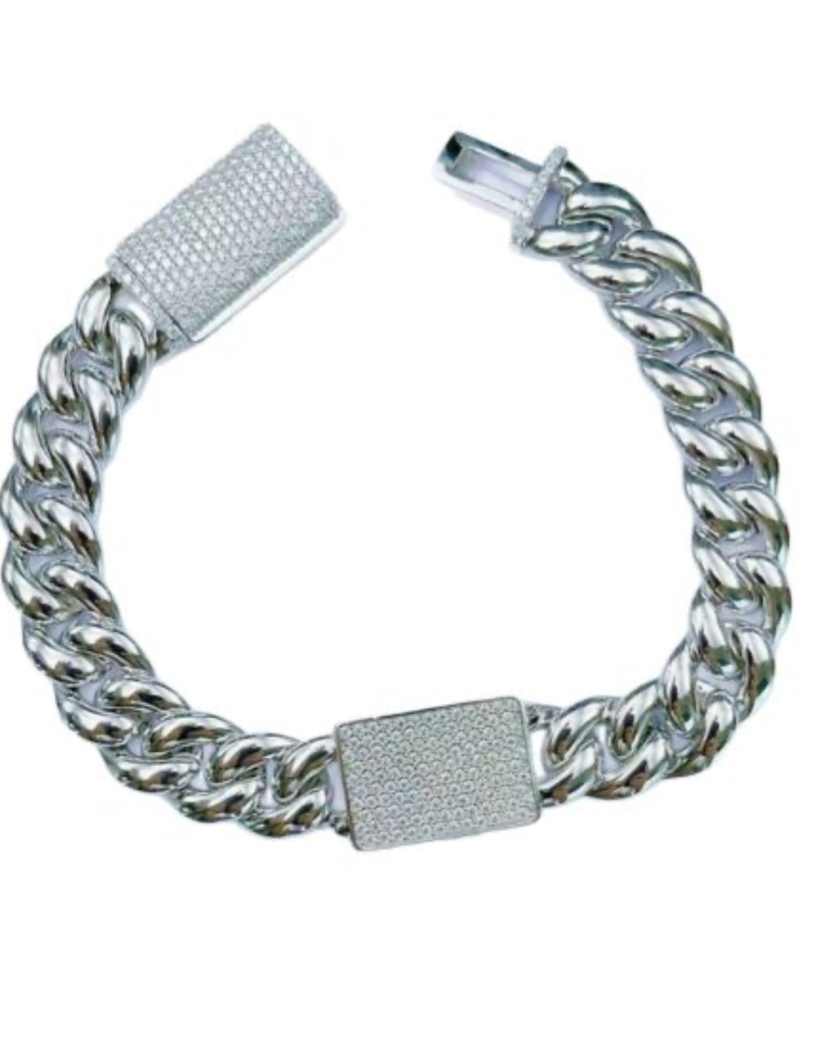 Glossy Cuban Chain European And American Hot-Selling Hip-Hop Bracelet S925 Sterling Silver Moissan Diamond Personality Punk Bracelet