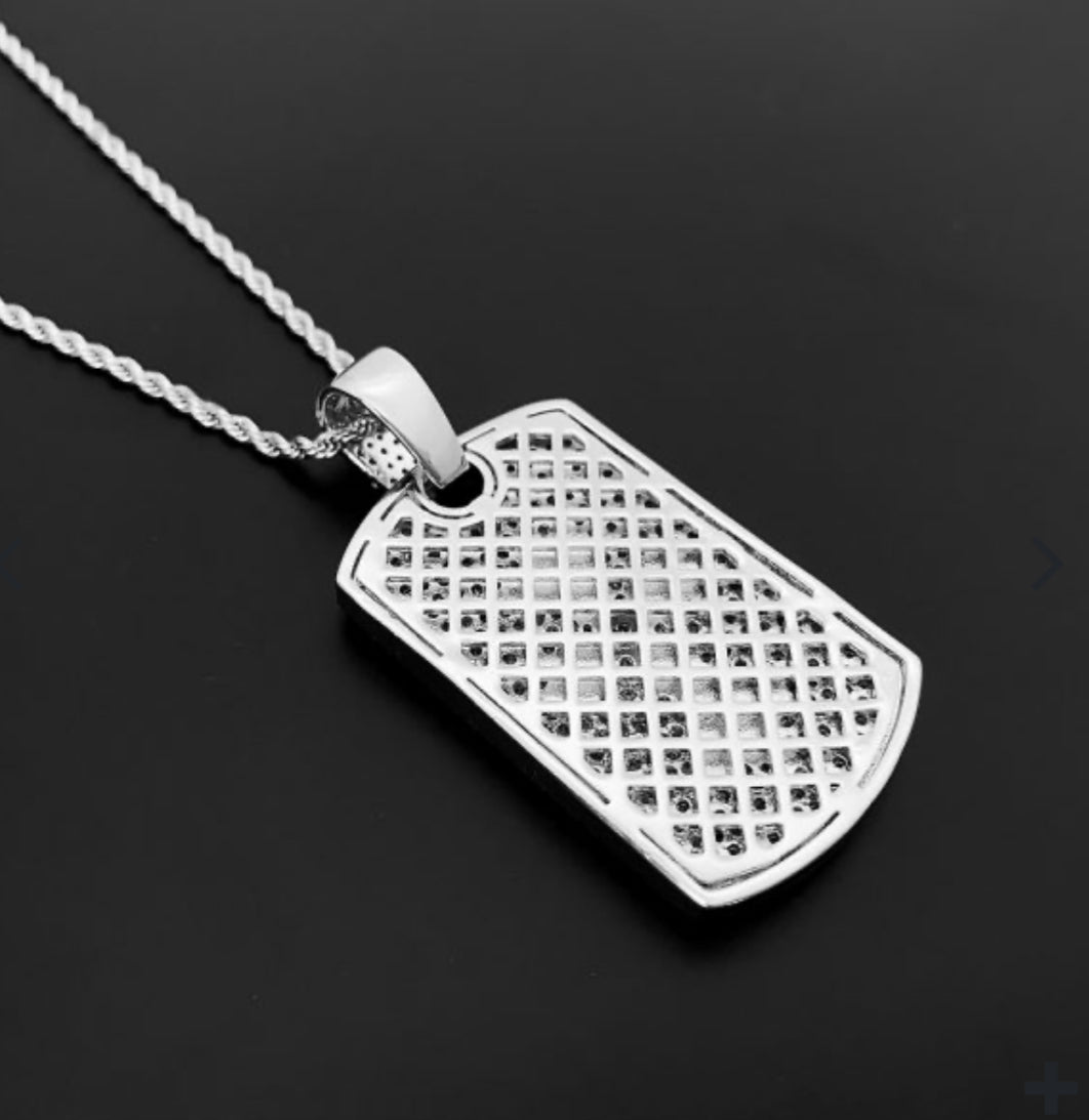 Hot Selling Hip-Hop Real Gold Electroplated Rectangular Tag Pendant Copper Inlaid With Diamonds And Popular Accessories Hiphop