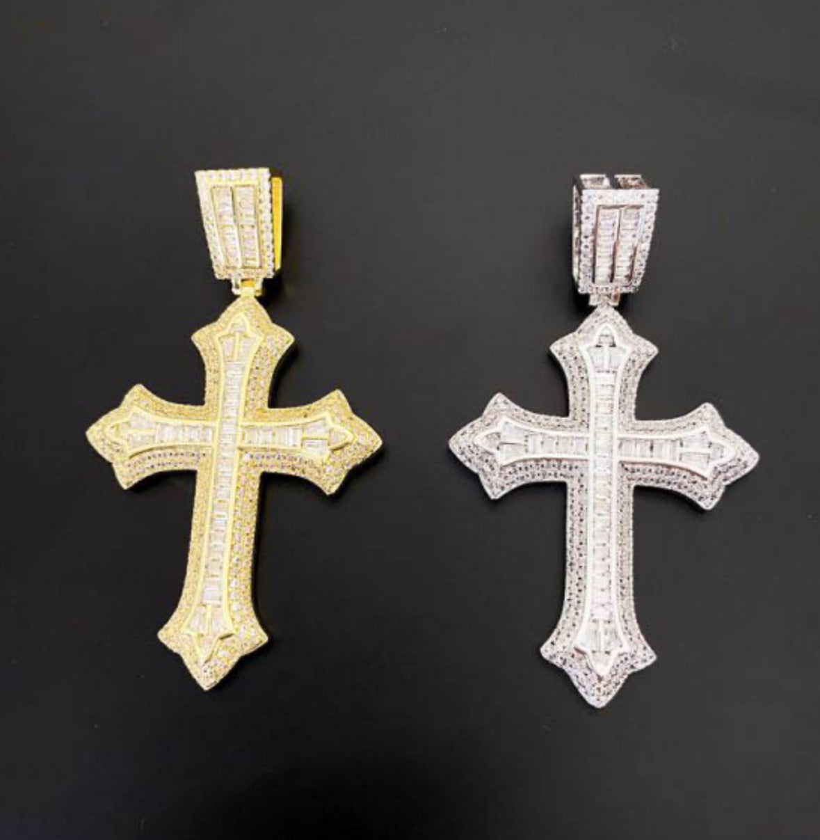 Hot Selling Hip-Hop Real Gold Electroplated Cross Pendant In Europe And The United States, Copper-Intact Diamond-Filled Zircon Popular Accessories Hiphop