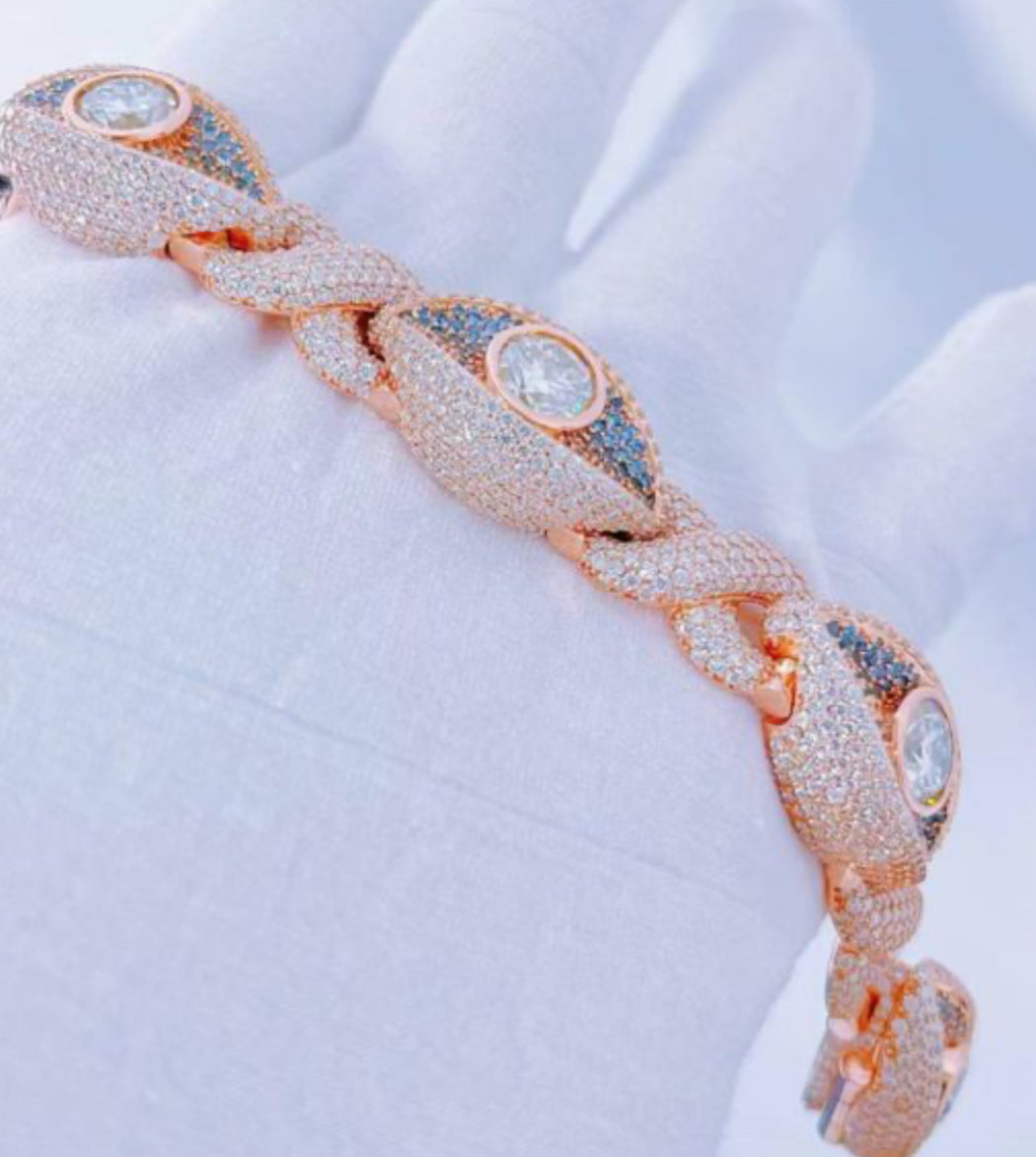European And American 15Mm Moissan Diamond Unlimited Eyes 8-Word Cuban Bracelet Hot Sale Accessories Hip Hop Men’S Bracelet