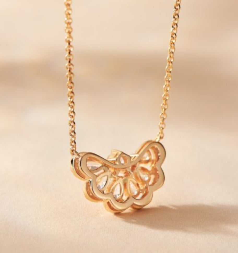 925 Silver Lace Edge Mossanthemum Necklace European And American Butterfly Phantom Fashion Necklace Manufacturer Direct Sales Wholesale Trend Internet Celebrity