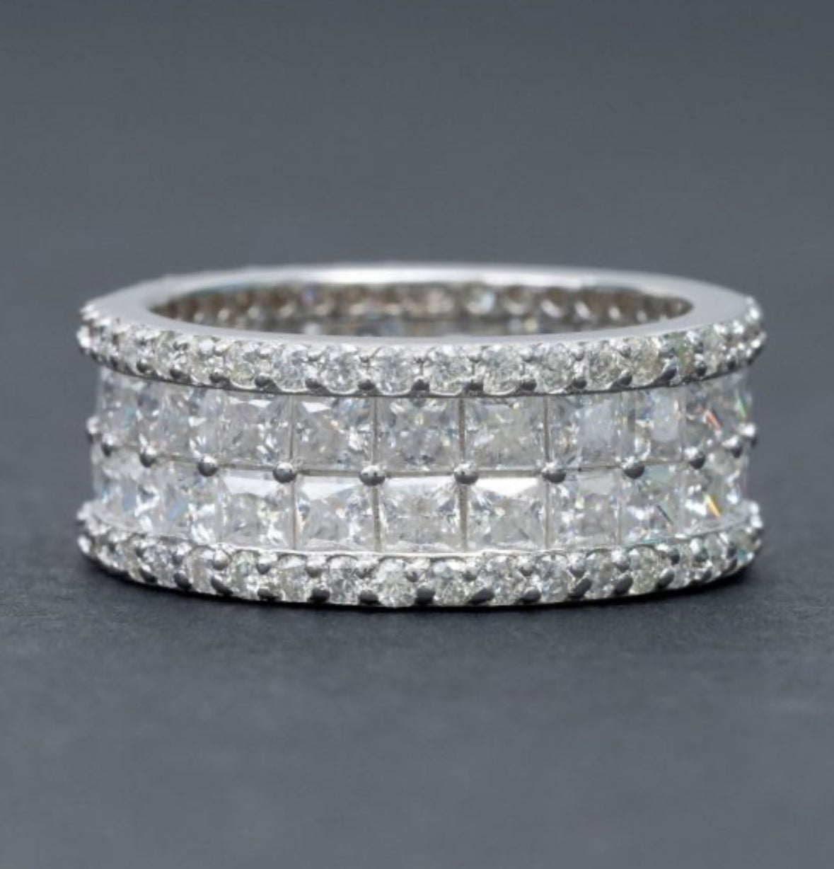 European And American New Hip-Hop 925 Silver Inlaid D Color Princess Square Mossan Ring Men And Women Rings Ins Fashion Trend Full Diamond