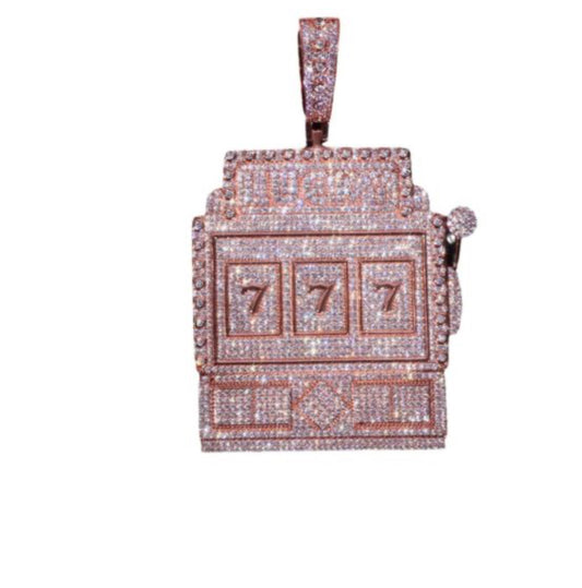 Slot Machine European And American Hip-Hop Pendant Sterling Silver Mossanzircon Pendant Trendy Jewelry Diy Hip-Hop Hanging Tag