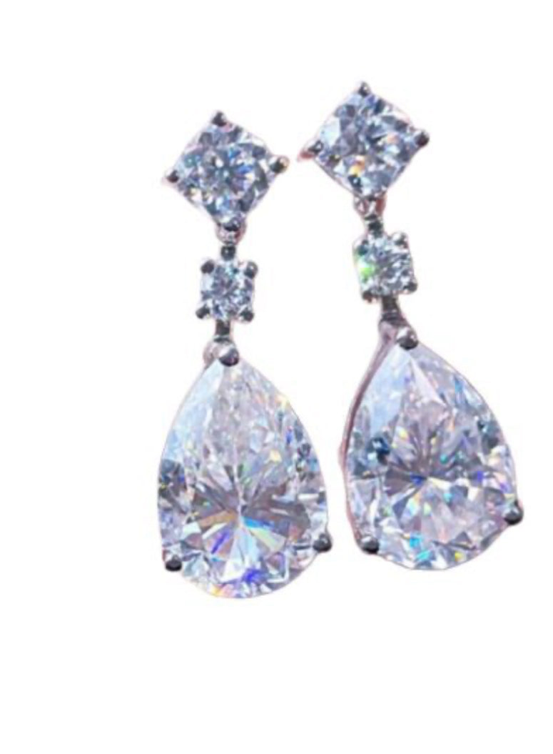 Water Drop Moissanzircon Earrings For Women’S Dance Party Simple Earrings European And American Commuting Earrings Fashion Trend Ins Style