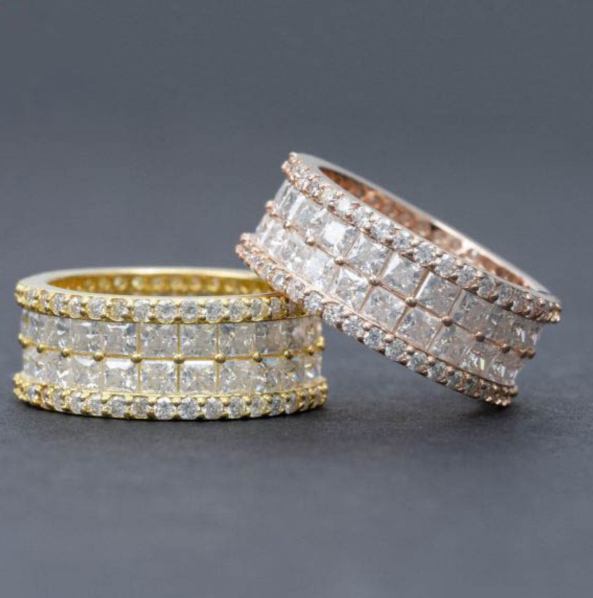 European And American New Hip-Hop 925 Silver Inlaid D Color Princess Square Mossan Ring Men And Women Rings Ins Fashion Trend Full Diamond