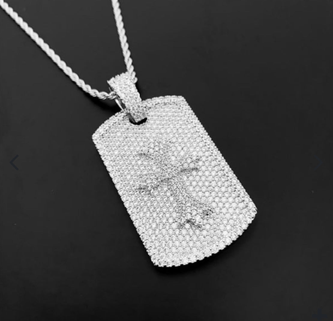 Hot Selling Hip-Hop Real Gold Electroplated Rectangular Tag Pendant Copper Inlaid With Diamonds And Popular Accessories Hiphop