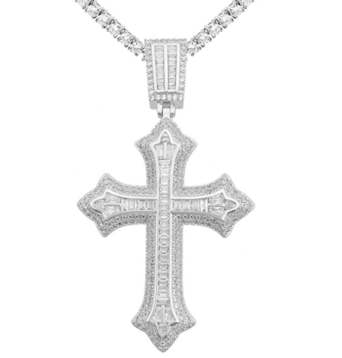 Hot Selling Hip-Hop Real Gold Electroplated Cross Pendant In Europe And The United States, Copper-Intact Diamond-Filled Zircon Popular Accessories Hiphop
