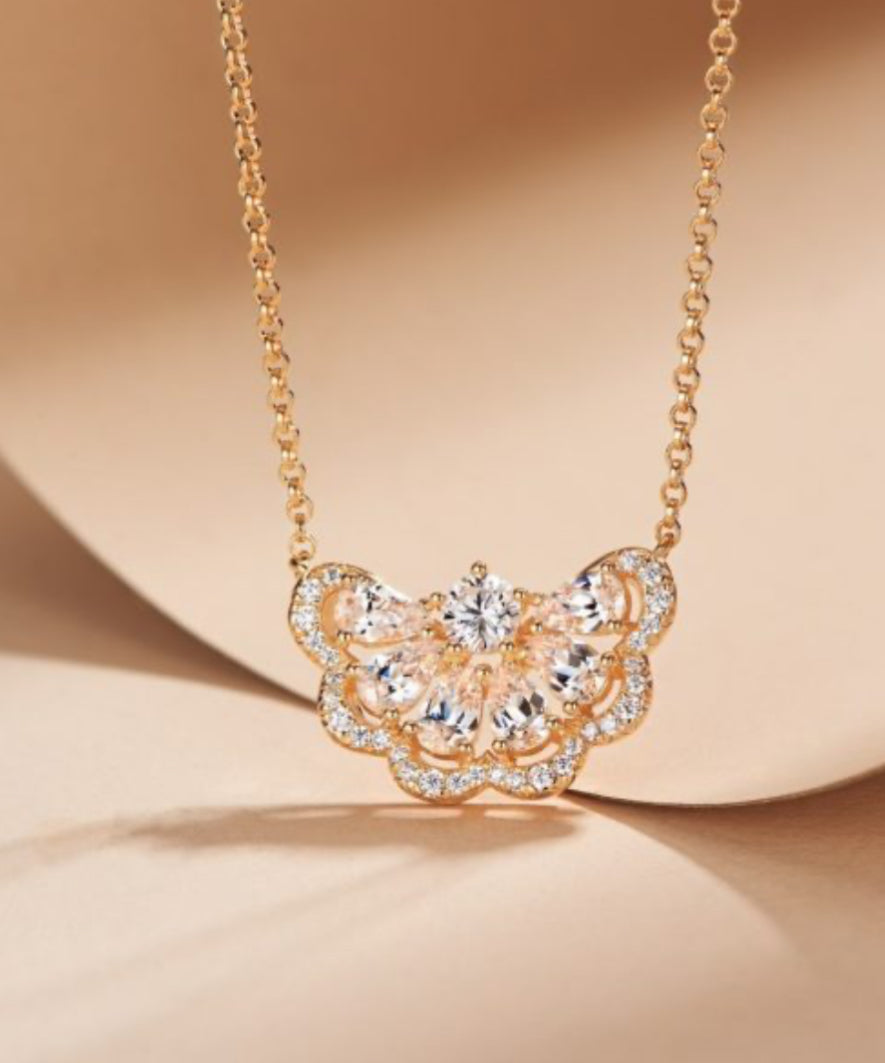 925 Silver Lace Edge Mossanthemum Necklace European And American Butterfly Phantom Fashion Necklace Manufacturer Direct Sales Wholesale Trend Internet Celebrity