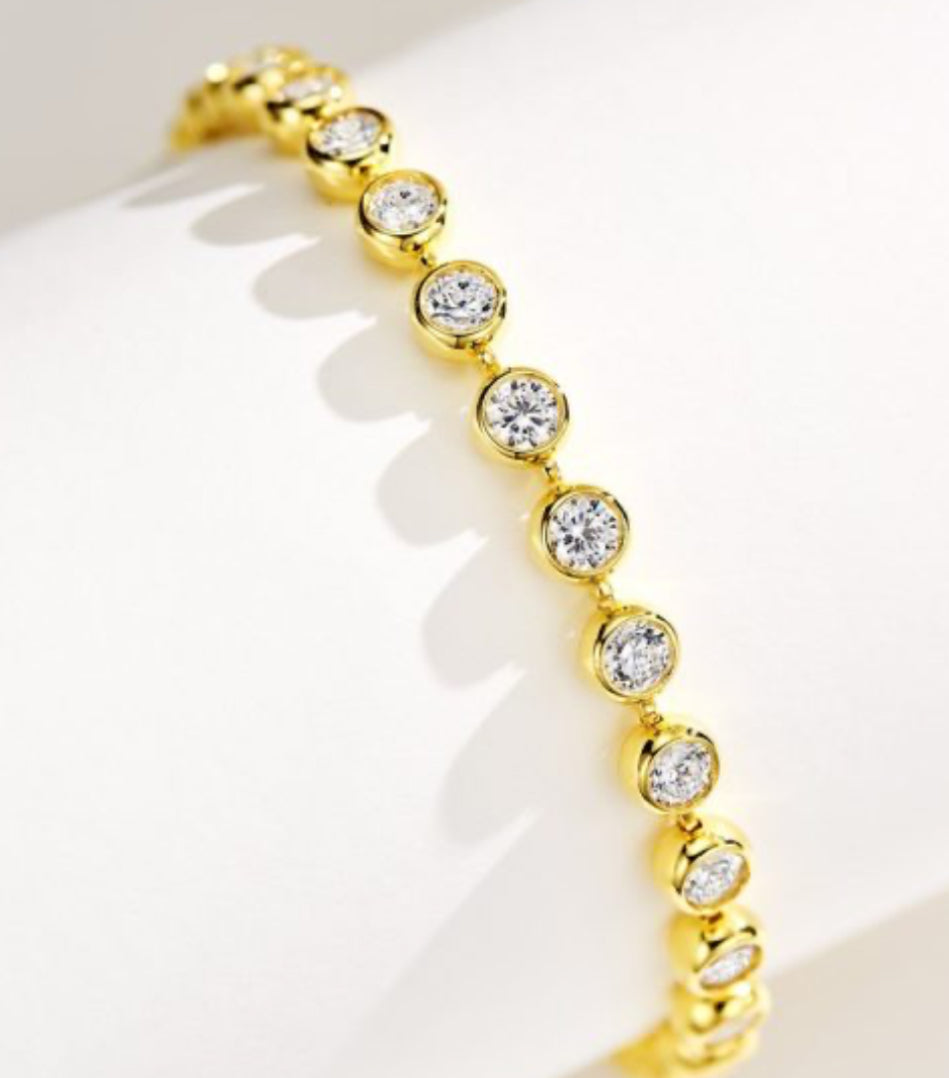 New Hot-Selling Bubble Full Circle Round Diamond S925 Silver Plated K Gold Bracelet Fashion Women’S White Diamond Jewelry Internet Celebrity Trend